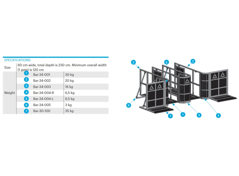 PROLYTE BAR-34 Barrikade, line-up Endestykke 90°, Alu, Venstre 