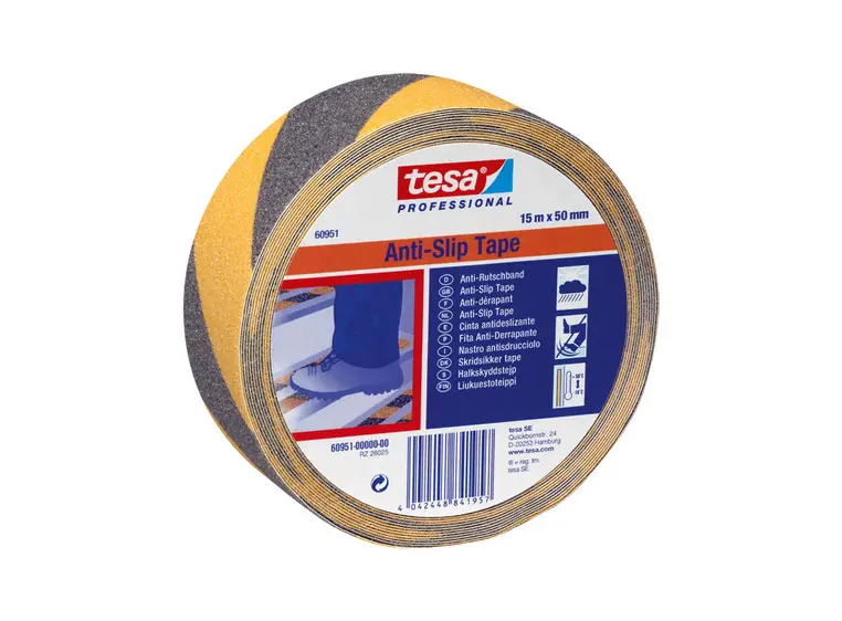 TESA 60951 Antiskli tape 50mm x 15m, sort/gul 
