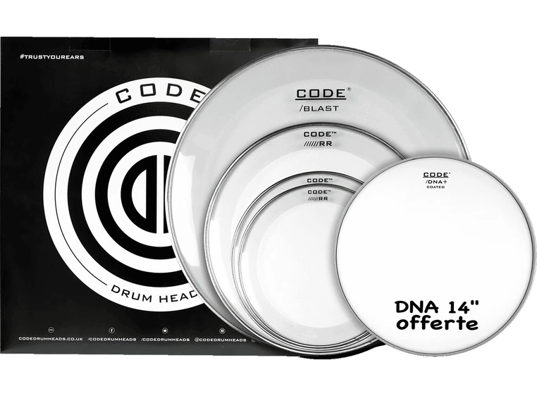 Code Drumheads FPRRCLRS Ring Clear St. 12/13/16/22 + CC 14" DNA Coated 