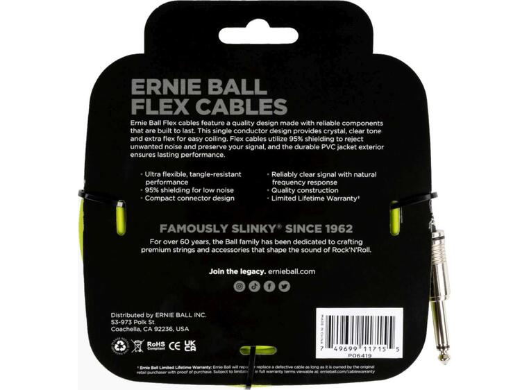 Ernie Ball 6419 instrumentkabel 6m Grønn