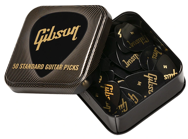 Gibson S&A Standard Pick Tin 50 pcs., Black, Medium 