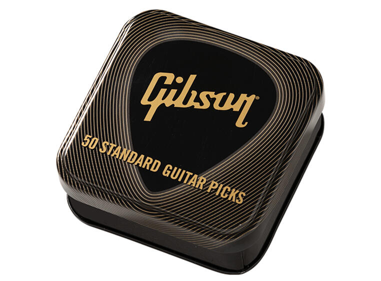 Gibson S&A Standard Pick Tin Black, Medium 50-pakning