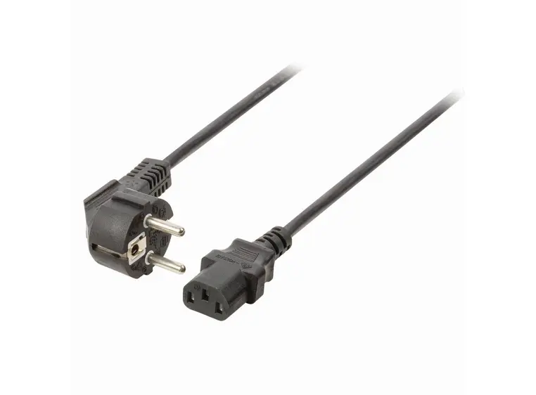 KAGU Schuko-EUR kabel, 2 meter, sort Vinklet Schuko og rett EURO, 3x0,75mm2 