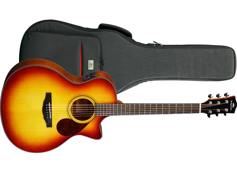 Kepma Guitars Solid Top F0E Cherry Burst Grand Auditorium Ak.gitar m/pickup 