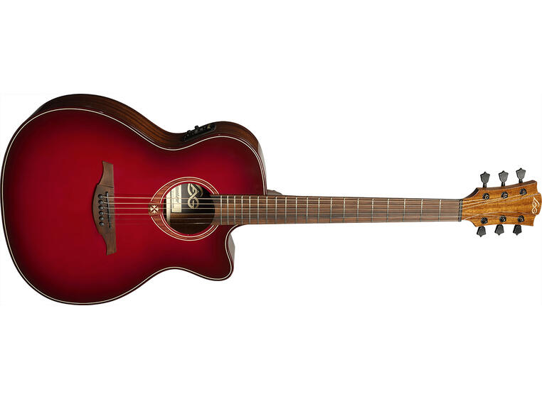 LAG T-RED Tramontane Auditorium Cutaway Acoustic-Electric Red Burst
