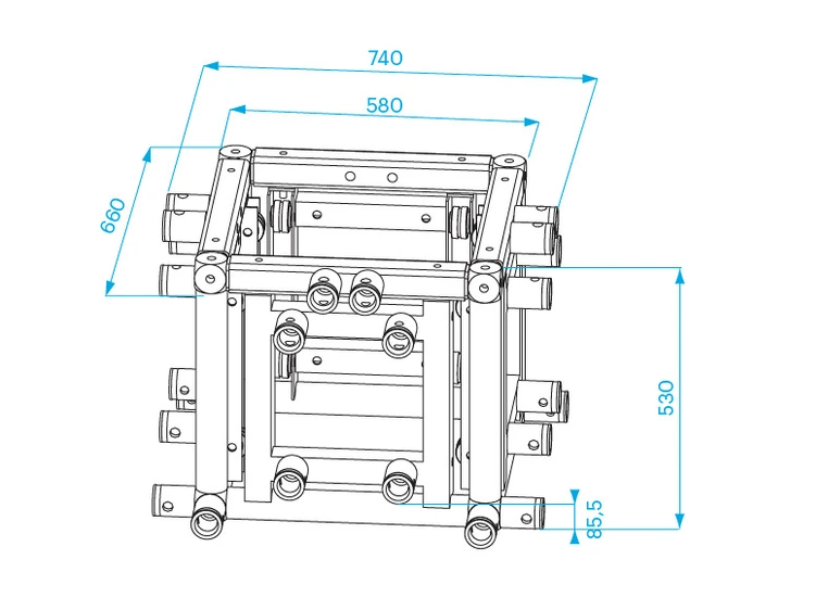 PROLYTE ST-Tårn Sleeveblock ST-010 4-Veis, Alu, U/Koblinger, 52V/36R-Truss 