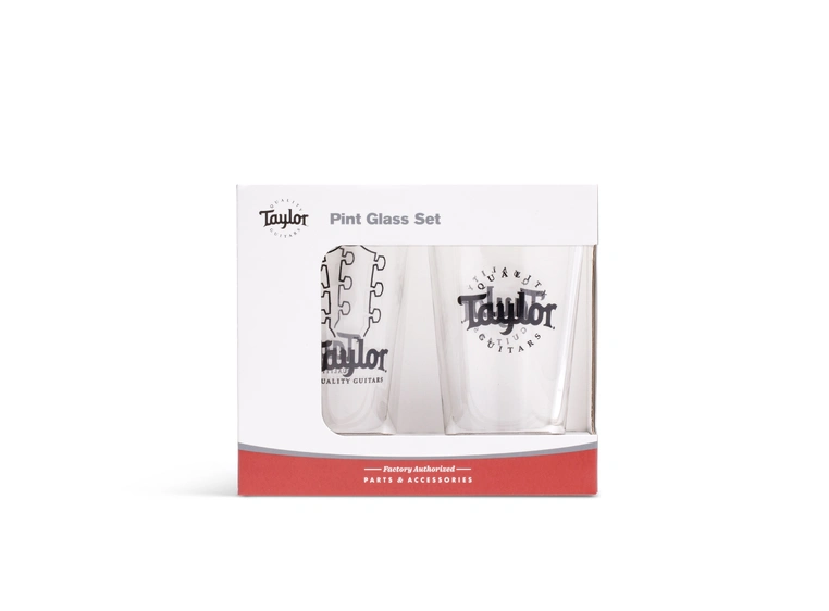Taylor Pint Glasses, Black Logo 2-Pack 