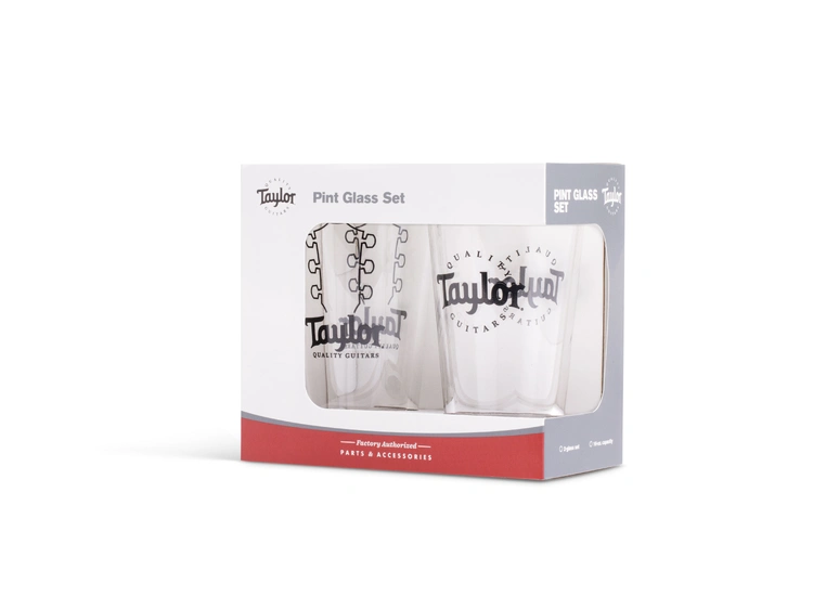 Taylor Pint Glasses, Black Logo 2-Pack 