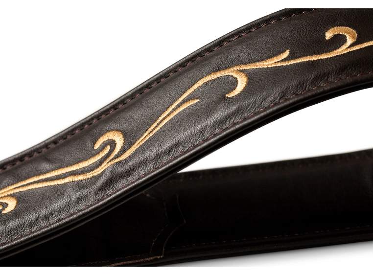 Taylor Spring Vine Strap Chocolate Brown Embroided, 2.5" 