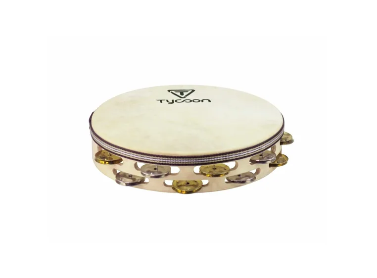 Tycoon Double Row Headed Wooden Tambourine with Mixed Jingles 