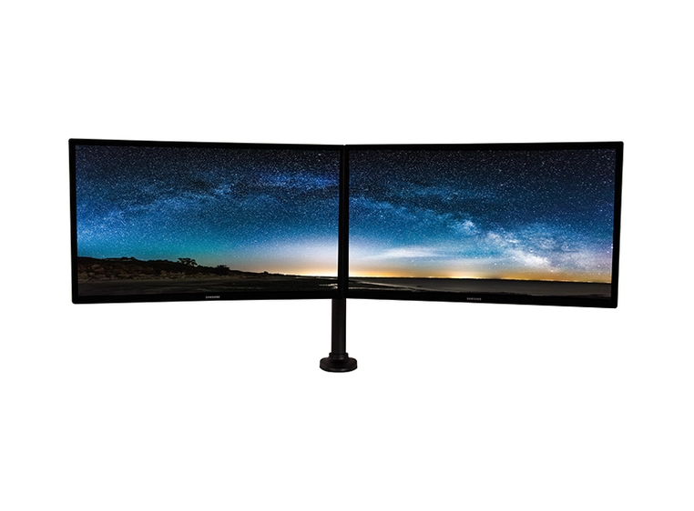 B-Tech BT7384/B Full Motion Twin Screen Desk Mount, Black 