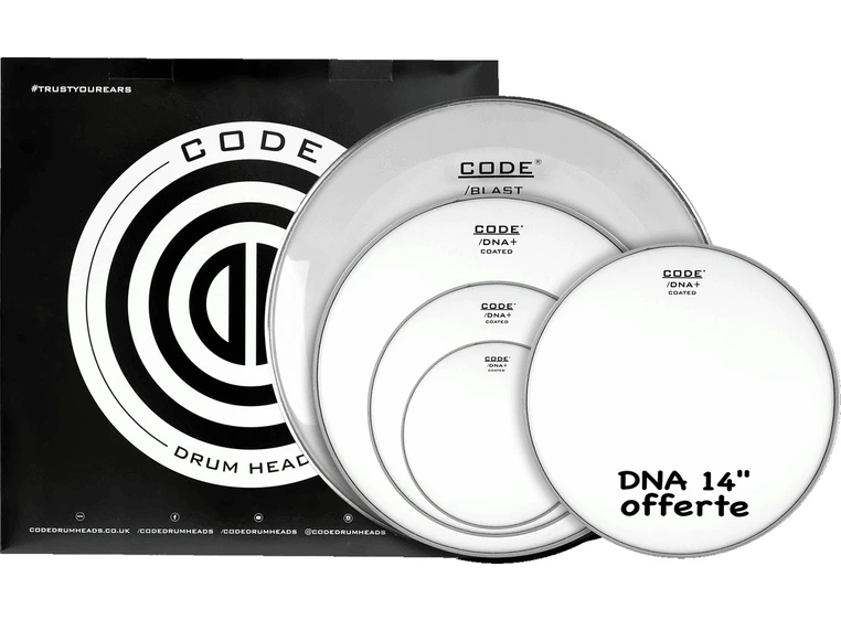 Code Drumheads FPDNACTDR Coated Rock 10/12/16/22 + CC 14" DNA Coated 