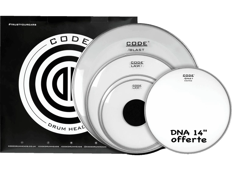 Code Drumheads FPLAWCLRS Clear Standard 12/13/16/22 + CC 14" DNA Coated 