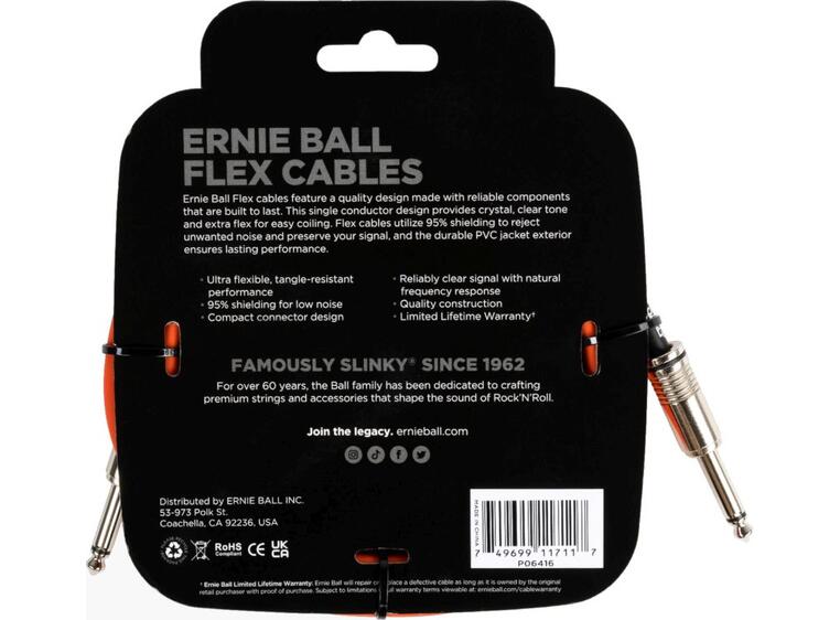 Ernie Ball 6416 Instrumentkabel 3m Oransje