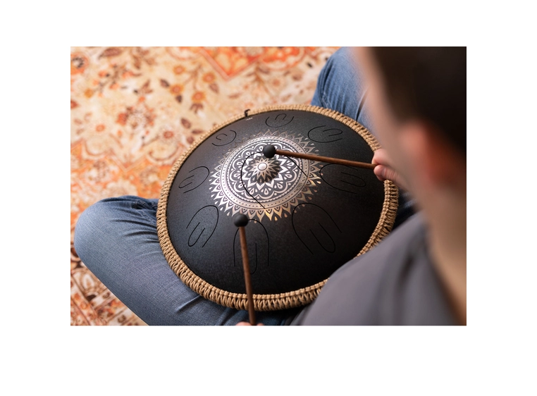 Meinl Sonic Energy OSTD1BKE Octave Steel Tongue Drum, D Kurd, Engr. Floral. Black 