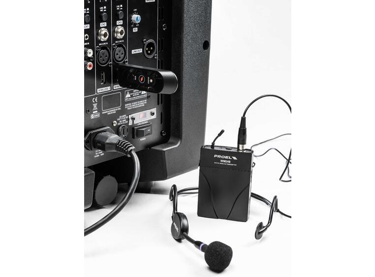 Proel U24B 2 4GHZ USB Bodyback system* m/ hodebøyle mic*Kunderetur