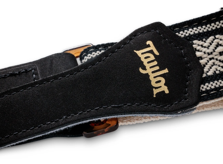 Taylor Academy Strap, White/Black Jacquard Cotton, 2" Amber Buckle 