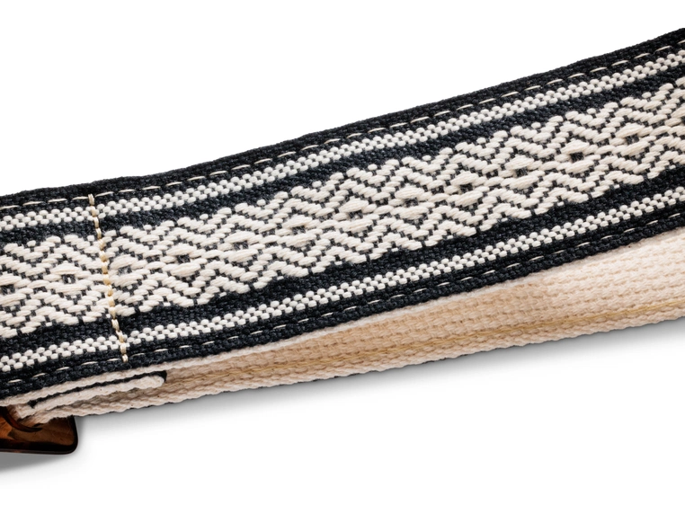 Taylor Academy Strap, White/Black Jacquard Cotton, 2" Amber Buckle 