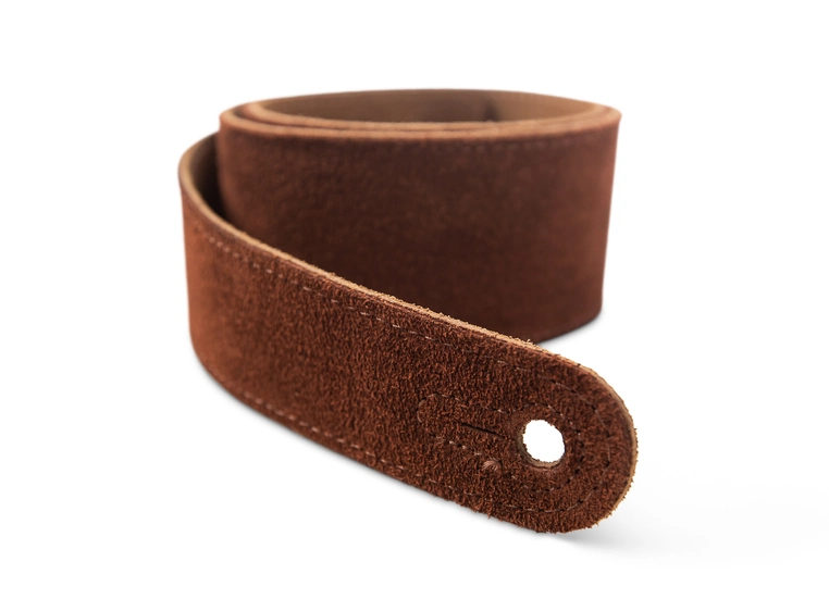 Taylor Strap, Embroidered Suede Choc, 2.5" 