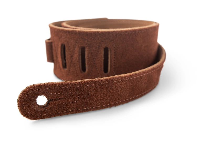 Taylor Strap, Embroidered Suede Choc, 2.5" 