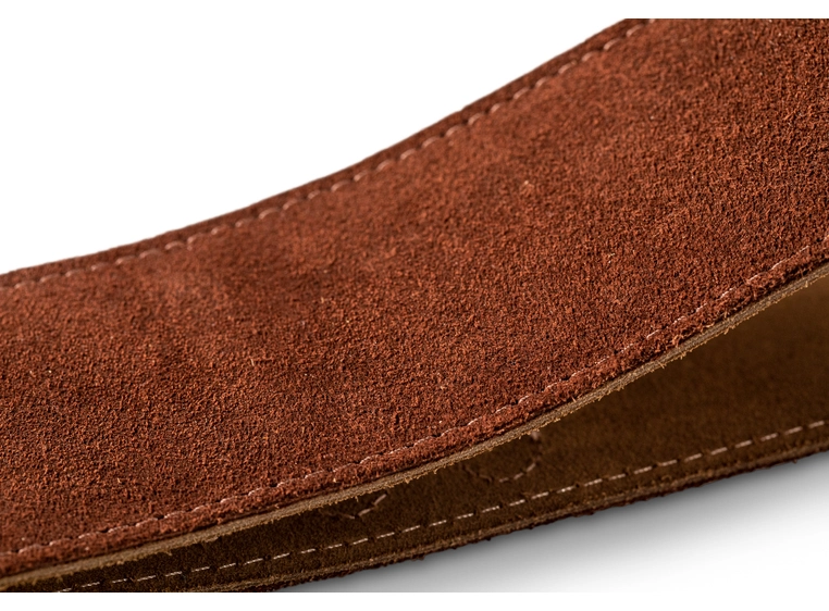 Taylor Strap, Embroidered Suede Choc, 2.5" 