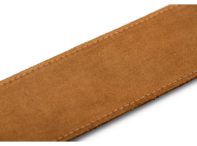 Taylor Strap, Embroidered Suede Choc, 2.5" 