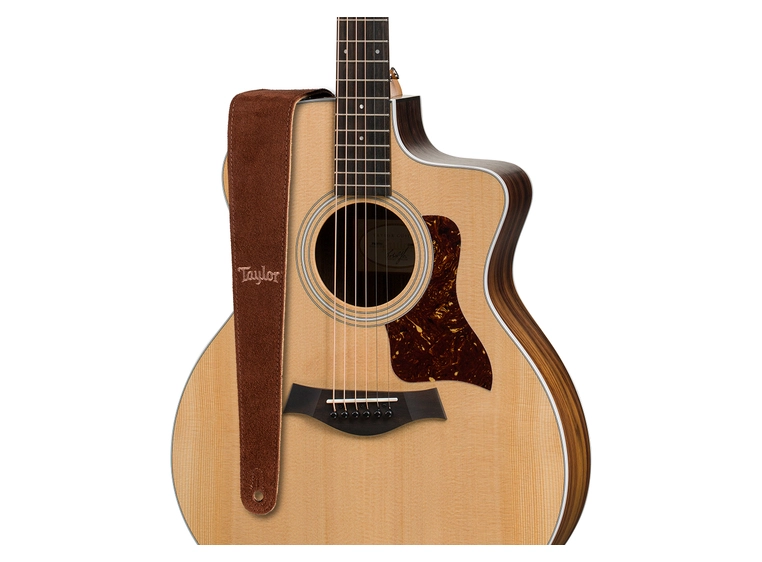 Taylor Strap, Embroidered Suede Choc, 2.5" 