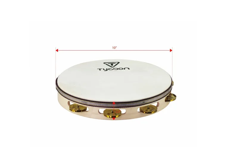 Tycoon Single Row Headed Wooden Tambourine with Brass Jingles 