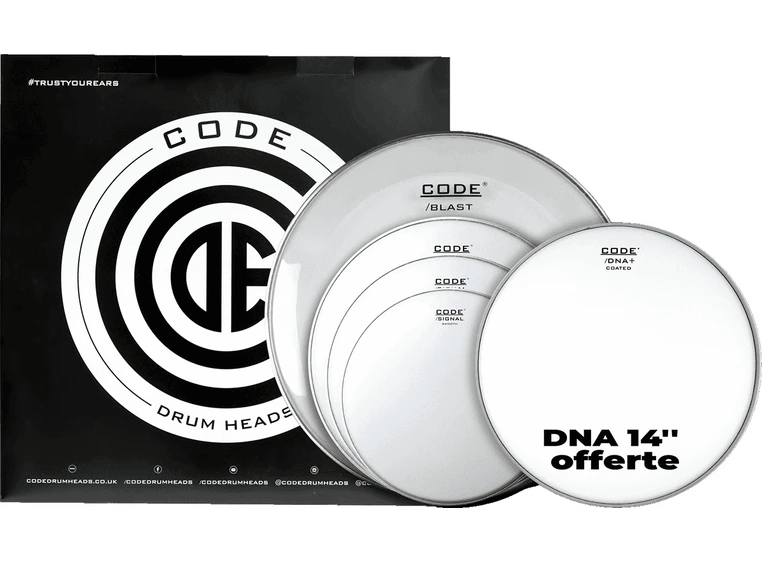 Code Drumheads FPSIGSMOF Smooth Fusion 10/12/14/20 + CC 14" DNA Coated 