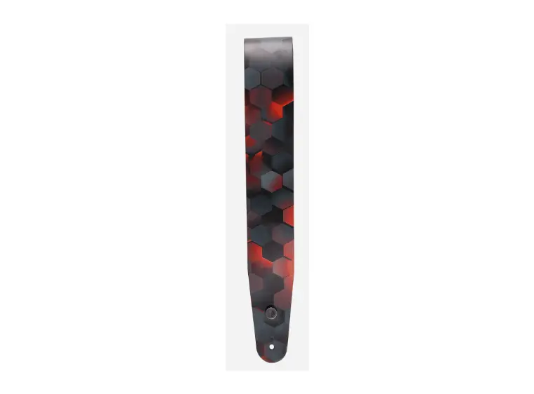 D'Addario 25PL05 Printed Leather 64 mm Red Hex Guitarstrap 
