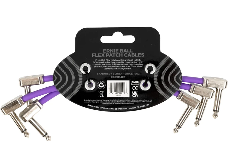 Ernie Ball EB-6452 Flex Patchkabel Purple 15cm 3-Pack 
