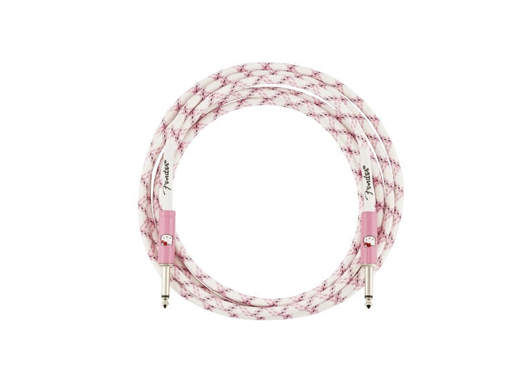 Fender x Hello Kitty Woven Cable, 10' White/Pink 