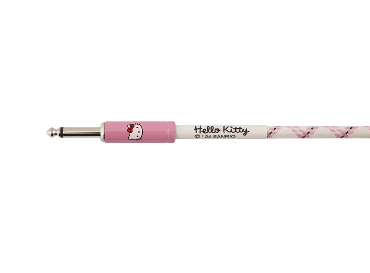 Fender x Hello Kitty Woven Cable, 10' White/Pink 