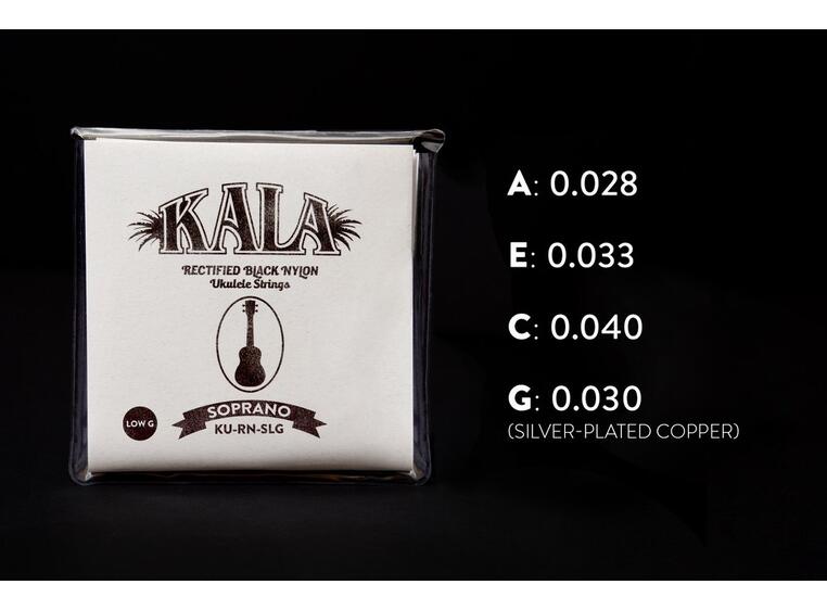 Kala Rectified Black Nylon KU-RN-SLG Ukulele String Set, Soprano, Low G