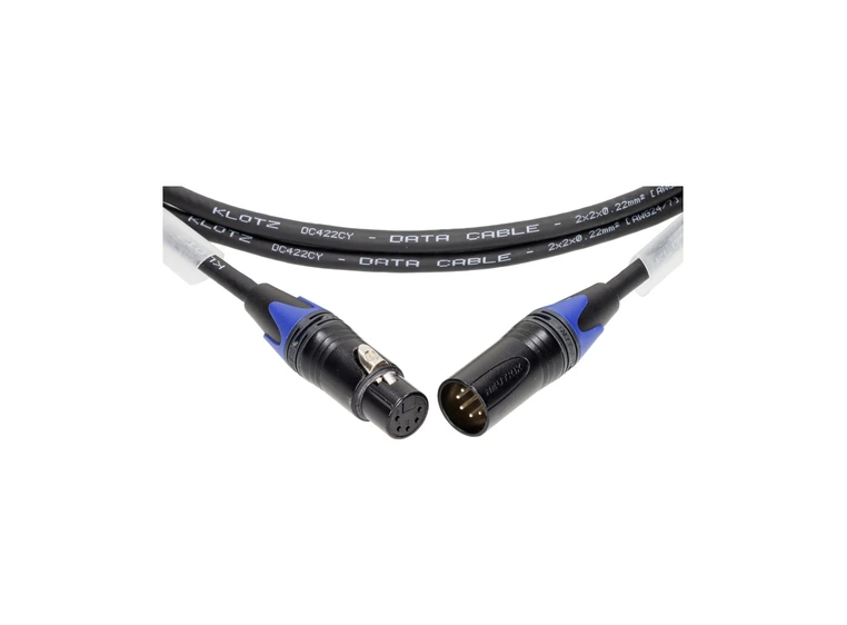 Klotz DMX 5 pin Neutrik XLR 5 pins wired sort blå ring 3m 