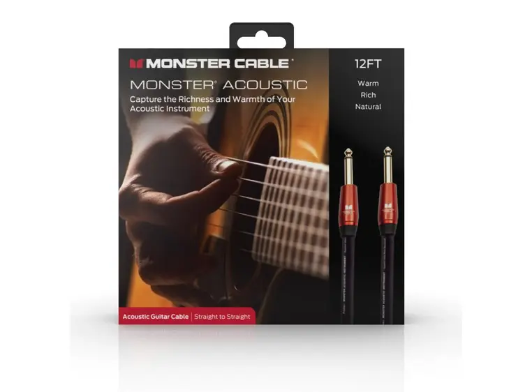 Monster Acoustic 12 ft straight 1/4" plugs (600556) 