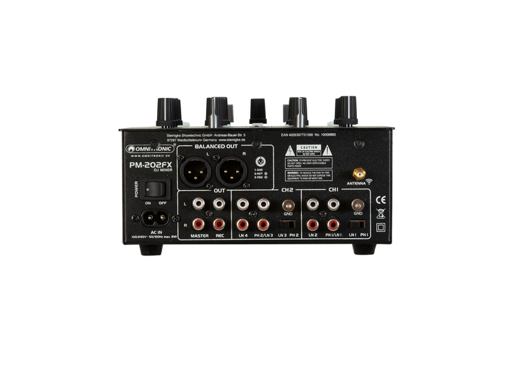 Omnitronic PM-202FX 2-kanals DJ Mixer Med Filter, FX og Bluetooth 