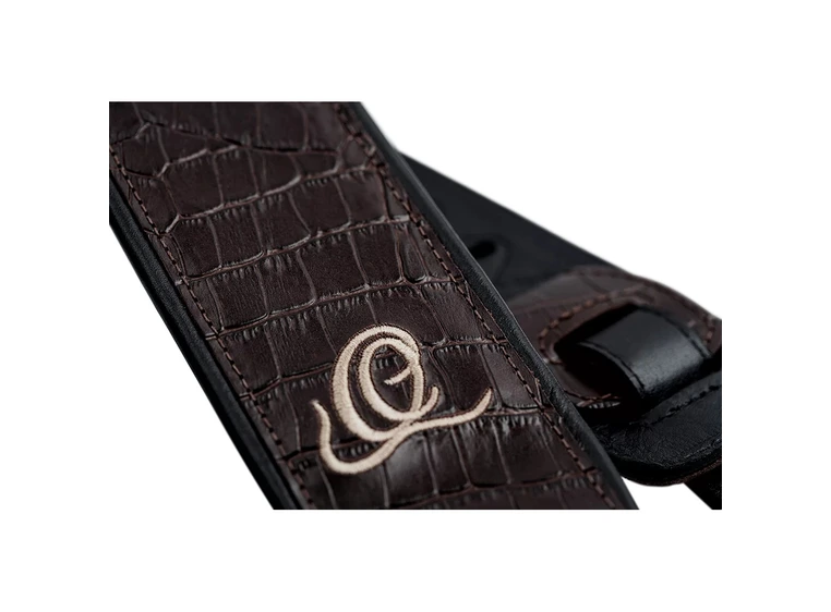 Ortega OSCU-3 Guitar Leather strap 70mm 3-layer - Dark Brown Lizzy 