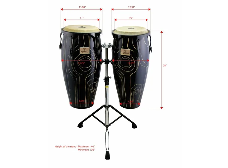 Tycoon Supremo Select Cyclone Series 10"&11" Congas with Double Stand 