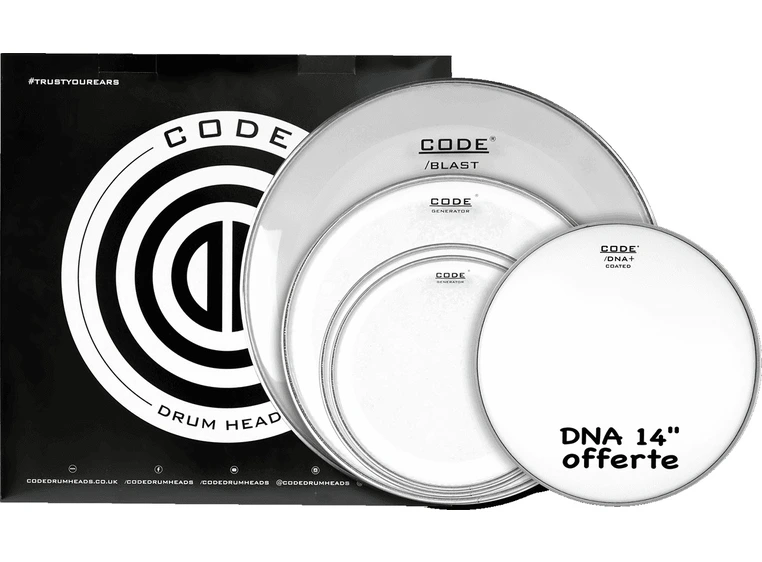 Code Drumheads FPGENCLRS Clear Standard 12/13/16/22 + CC 14" DNA Coated 