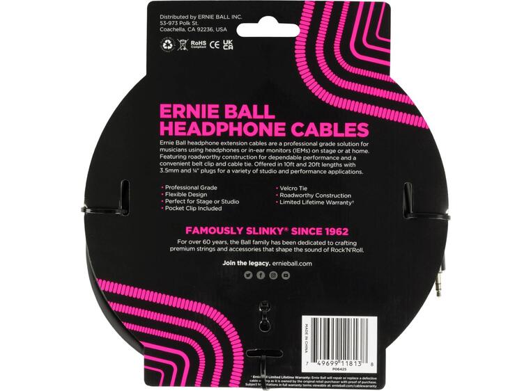 Ernie Ball 6425 Headphone Ext. Cable 6m, 3.5 mm hunn - 3.5 mm hann