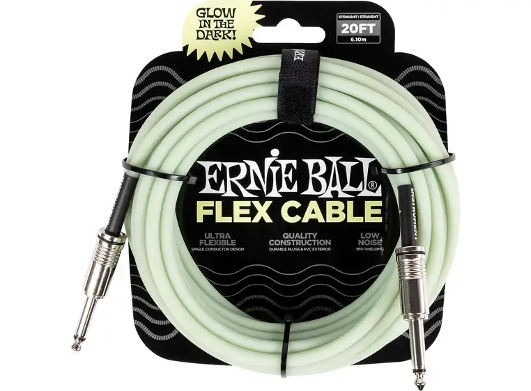 Ernie Ball 6437 FLEX instrumentkabel 6m Glow-in-the-dark 