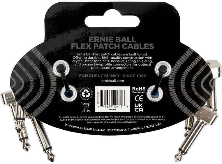 Ernie Ball EB-6459 Flex Patchkabel Blue 7,5cm 3-Pack 