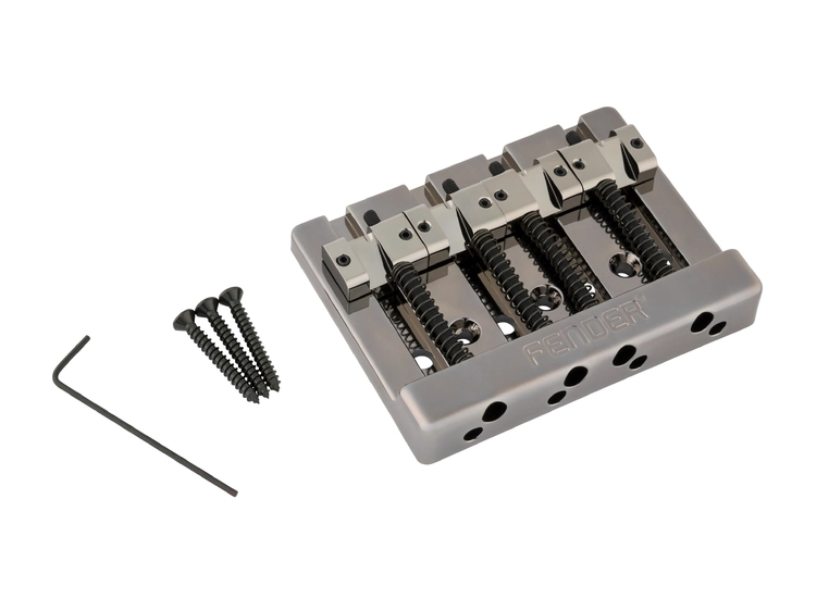 Fender HiMass String-Through 4 Bass Bridge Assembly, Brass Saddles, Black C. 