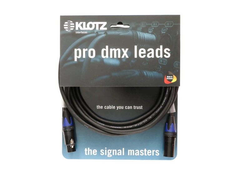 Klotz DMX 5 pin Neutrik XLR 5 pins wired sort blå ring 10m 
