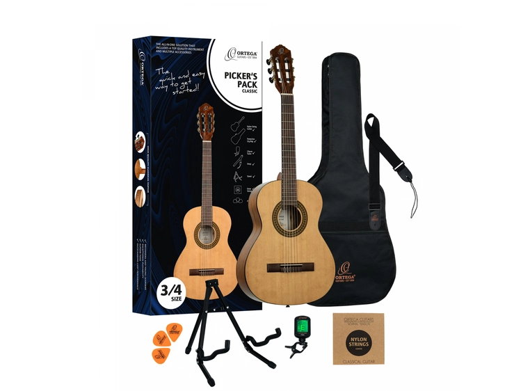 Ortega RPPC34 Klassisk gitar 3/4 Pickers Pack 