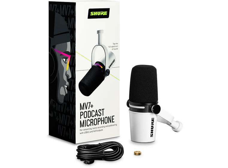 Shure MV7+ White XLR/USB Speech microphone 
