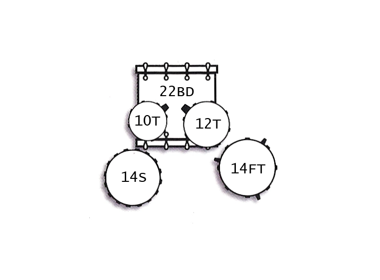 Tamburo TB T5S22YWSK T5 Trommesett 10T 12T14FT14SD22BD Yellow Sparkl 