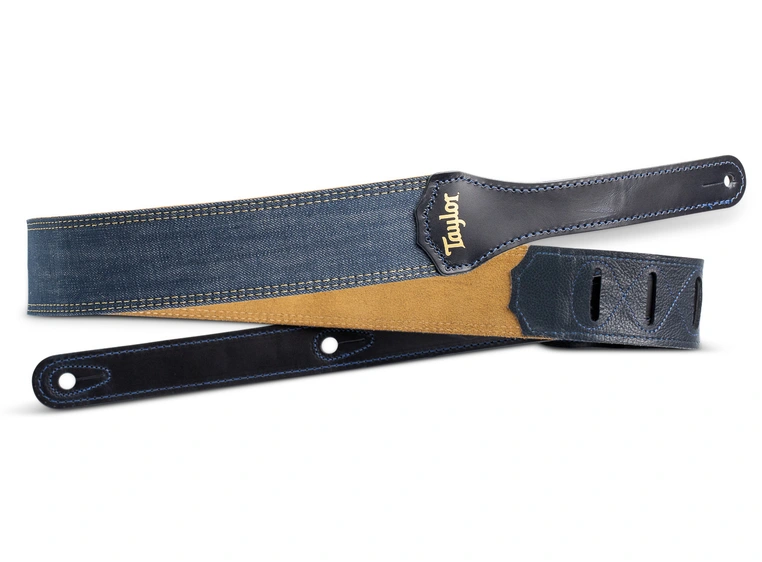 Taylor Blue Denim Strap Gold Logo, 2" 