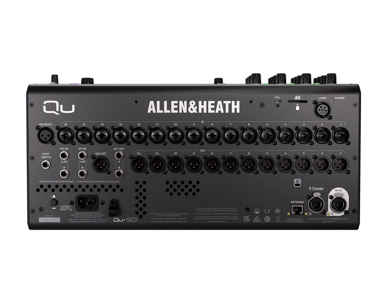 A&H Qu-5D Digitalmikser med Dante 16 Mic/Linje 12+2 Ut 